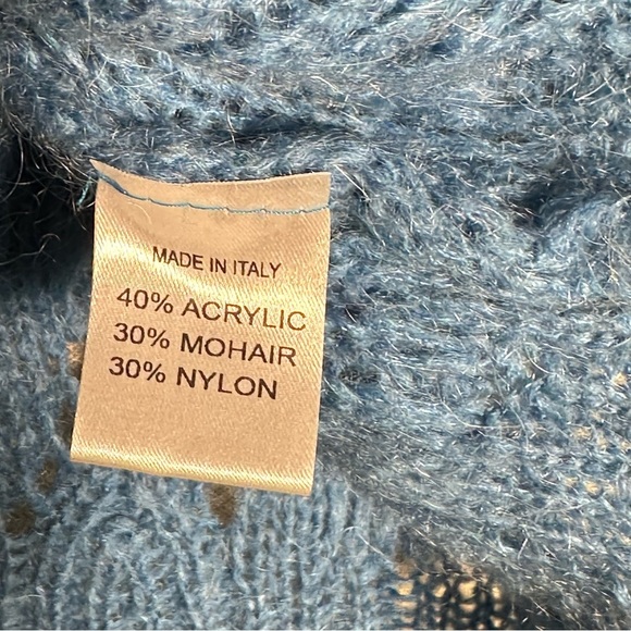 ELSAMANDA by ANTHROPOLOGIE Italian Mohair Lapis Blue Open Knit Pullover - Picture 5 of 8